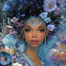 Svart fantasykonst afrikansk amerikansk älvgudinna poster