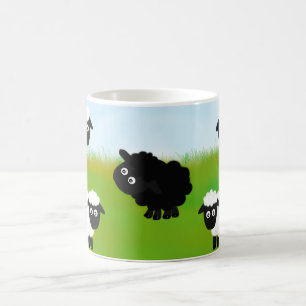 Svart får av familjen, roligt, humor.. kaffemugg