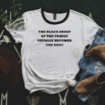 Svart får blir geten t shirt<br><div class="desc">Gör ett fet påstående med "Black Sheep Blomes the Goat" T-Shirt. Perfekt för den som tar pridet att resa sig från folkmassan, belyser denna vitala utformning humoristiskt nog resan från att vara "svarta får" till att bli "GOAT" (Underbarare av All Time). Den här skjortan är mjuk, bekväm och perfekt för...</div>