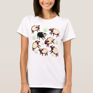Svart får i besättningen + ryggen. t shirt