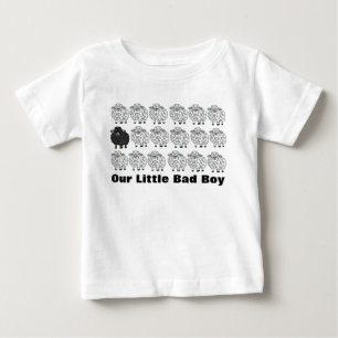 Svart får i familjens Baby-skiva T Shirt