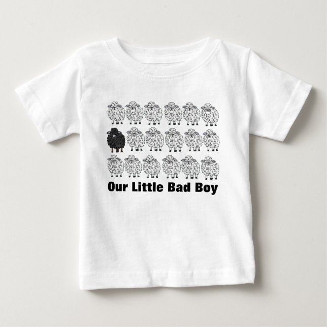 Svart får i familjens Baby-skiva T Shirt (Framsida)