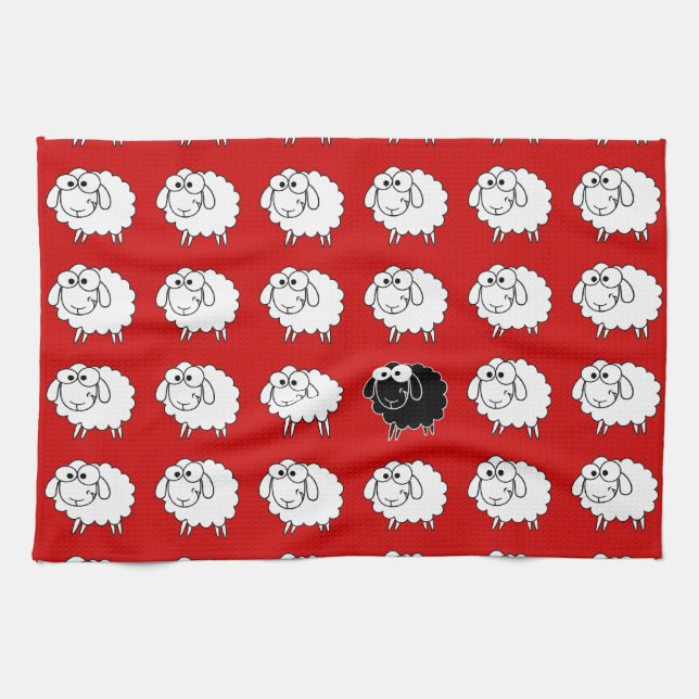 Svart får kökshandduk (Horisontell)