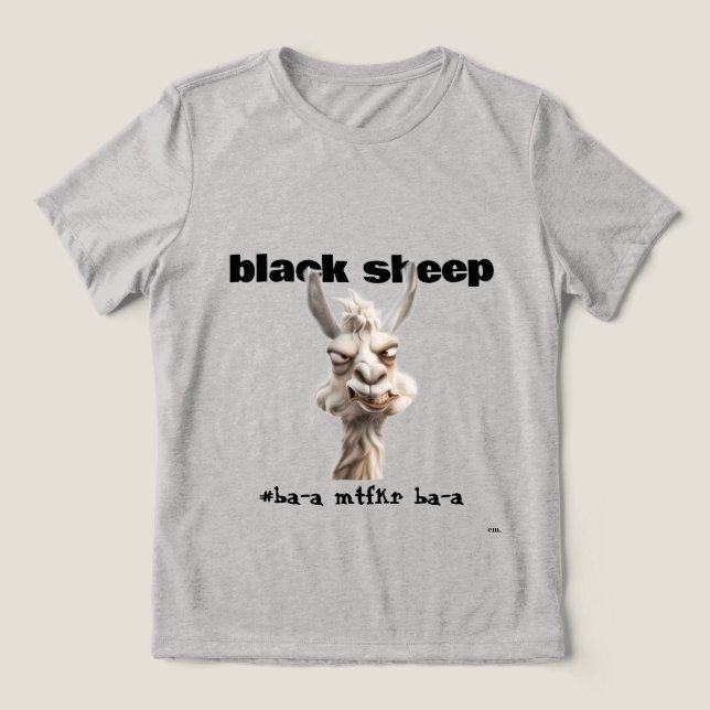 Svart Får Lama Tri-Blend Tröja (Design Framsida)