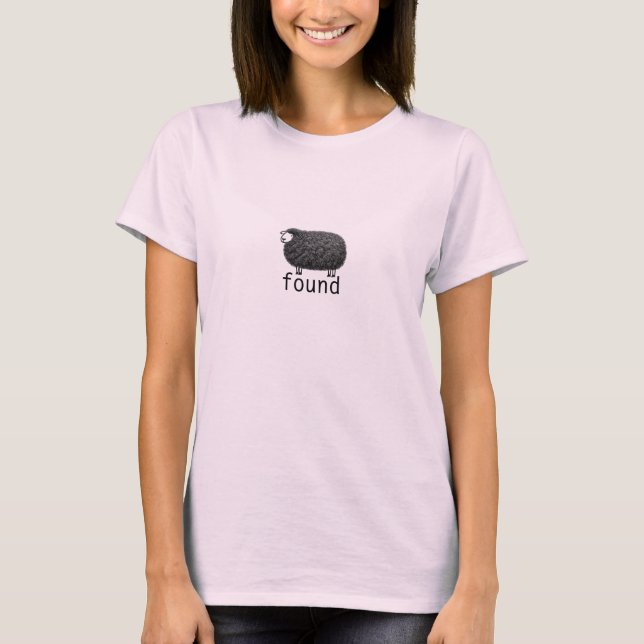 Svart får med "Hitta"-text T Shirt (Framsida)