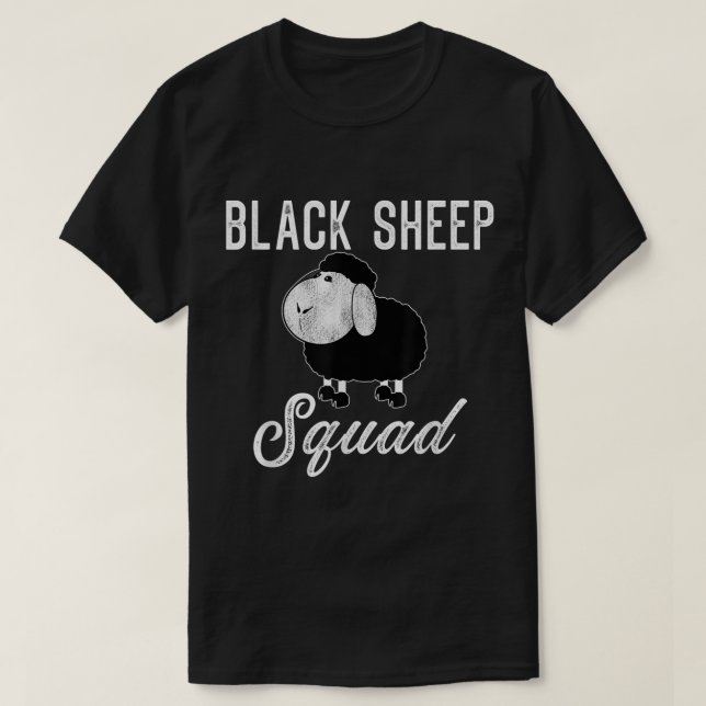 Svart Får Sällskap Rolig Design T Shirt (Design framsida)