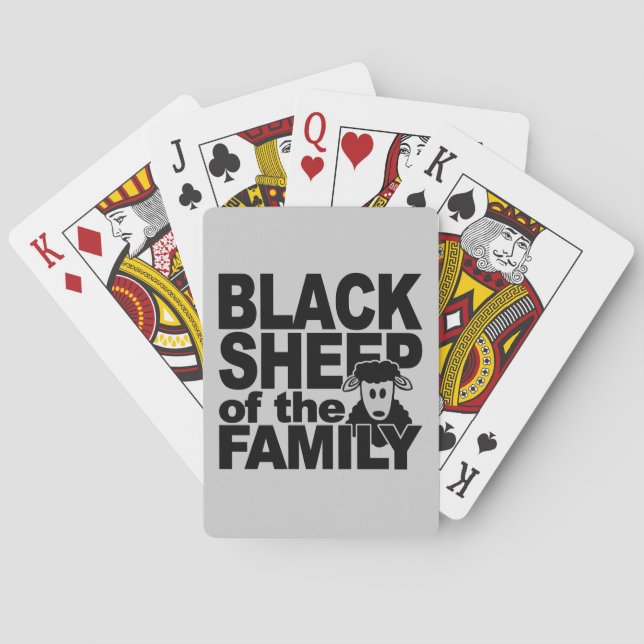 Svart får som spelar kort casinokort (Baksidan)