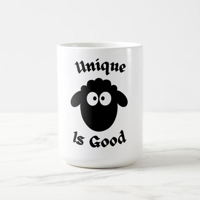 Svart får: Unik är bra Kaffemugg (Center)