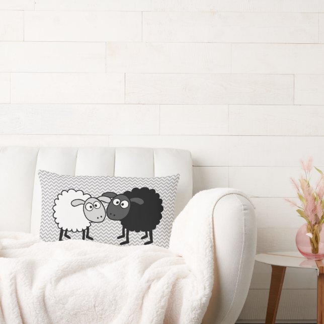Svart Får Vitt Får Kastkudde Lumbarkudde (Soffa)