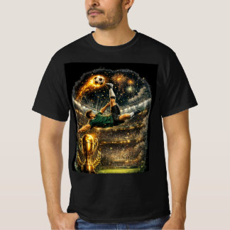 svart färg fotboll och spelare design t-shirt