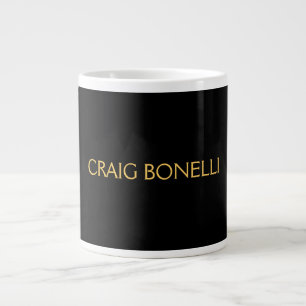 Svart Färg med enkelt Guld, modern minimalistisk Jumbo Mugg