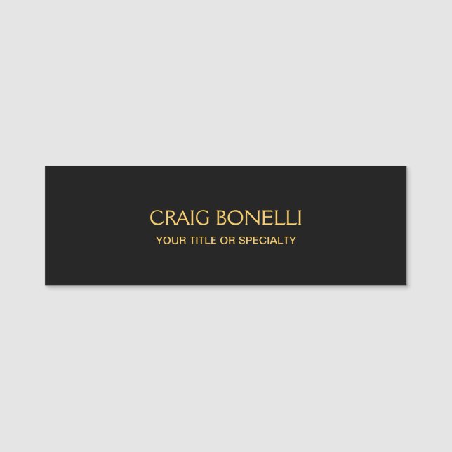 Svart Färg med enkelt Guld, modern minimalistisk Namnbricka (Framsida)