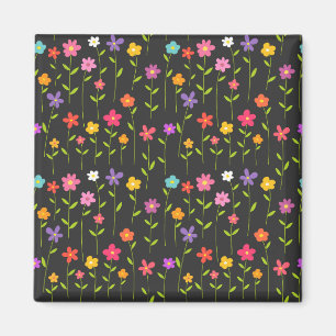 Svart färgade blommor magnet