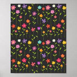 Svart färgade blommor poster