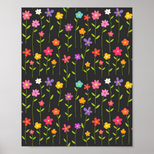 Svart färgade blommor poster