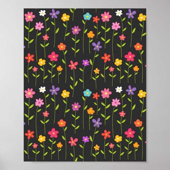 Svart färgade blommor poster (Framsidan)