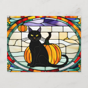 Svart, färgat, glasat Halloween-glas Helg Vykort
