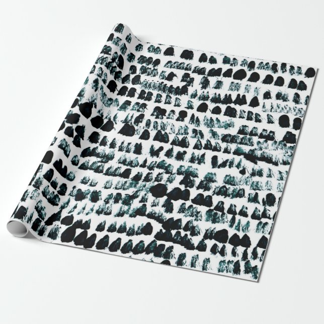 Svart färgfläckar med fläckar, fläckar och korn på presentpapper (Utrullad)