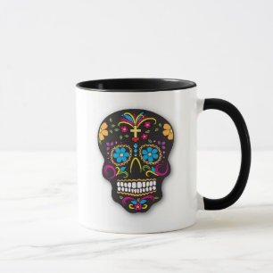 Svart färgrik mexicansk sockerskalleday of the mugg