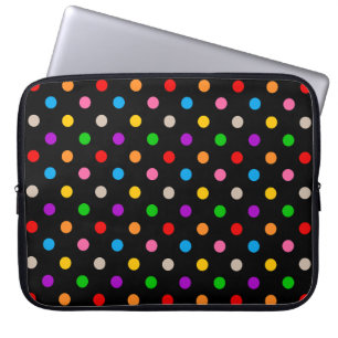 Svart Färgrik Regnbåge Prickar Design Laptop Fodral