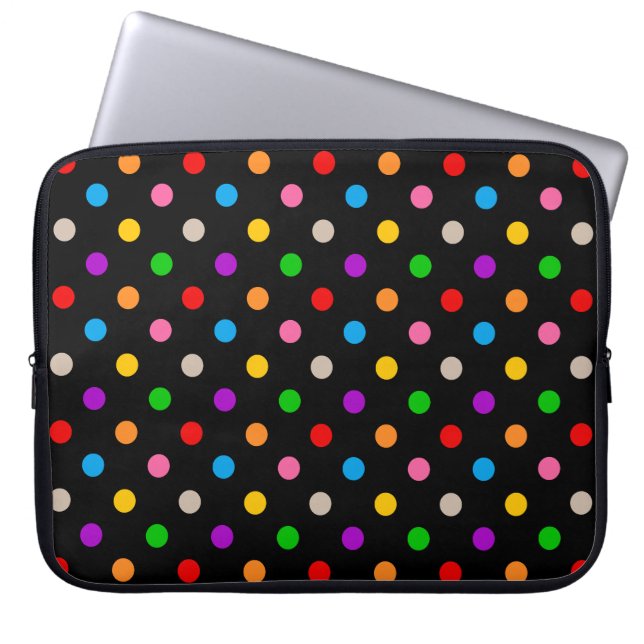 Svart Färgrik Regnbåge Prickar Design  Laptop Fodral (Framsidan)