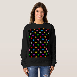 Svart Färgrik Regnbåge Prickar Design T Shirt