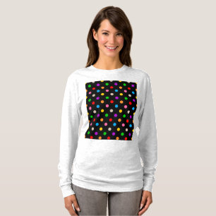 Svart Färgrik Regnbåge Prickar Design T Shirt