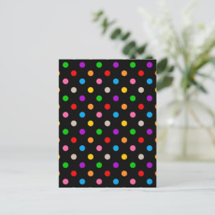 Svart Färgrik Regnbåge Prickar Design Vykort