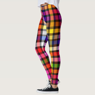 Svart Färgrik Tvillingrutig Tartan Design Leggings