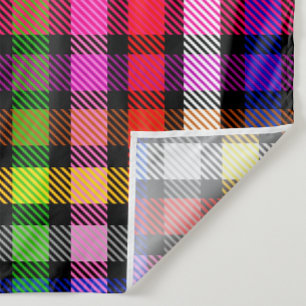 Svart Färgrik Tvillingrutig Tartan Design Tyg