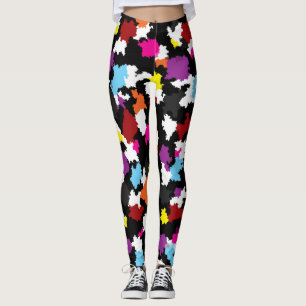 Svart färgstark, oregelbunden Abstrakt Leggings