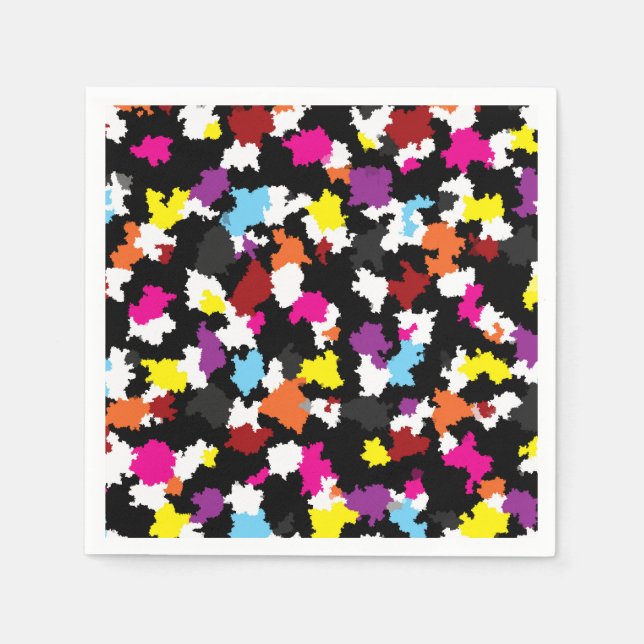 Svart färgstark, oregelbunden Abstrakt Pappersservett (Framsidan)