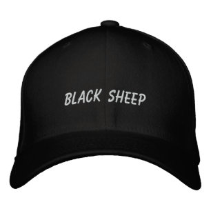 svart fårlock broderad keps