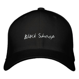 svart fårlock broderad keps
