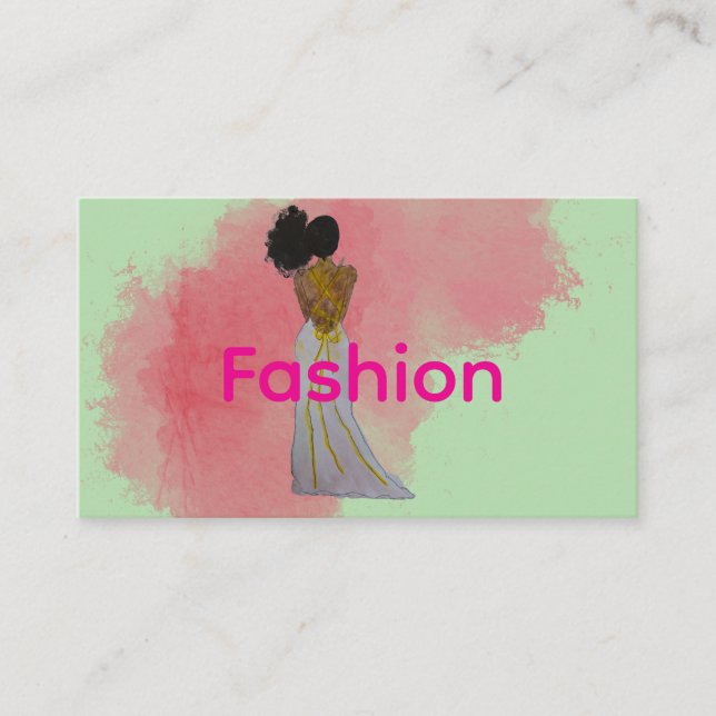 Svart fashionista med sido-afropuff visitkort (Framsida)