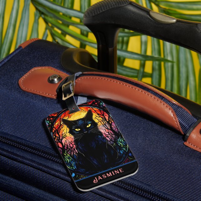 Svart, fastfärgad glasrött Spooky Bagagebricka (Framsida Insitu 1)