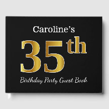 Svart, Faux Guld 35e Födelsedagsfest + Anpassat na