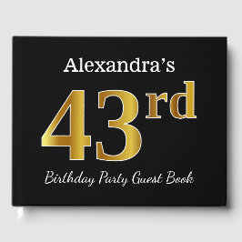 Svart, Faux Guld 43:e Födelsedagsfesten + anpassat Gästböcker