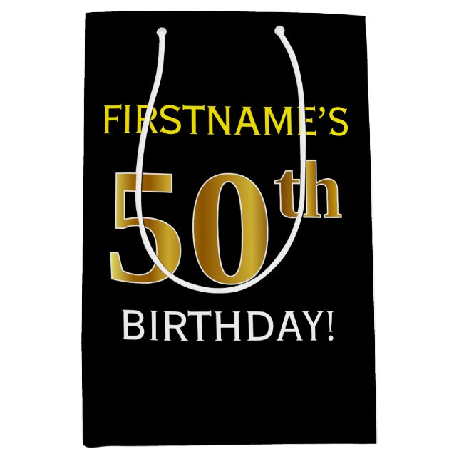 Svart, Faux Guld 50:e födelsedagen + eget namn (Framsidan)