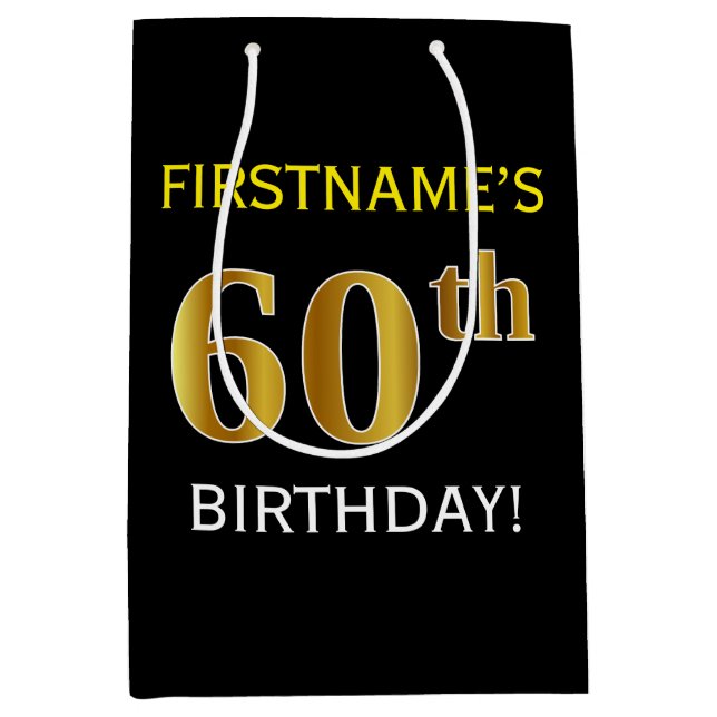 Svart, Faux Guld 60:e födelsedag + eget namn (Framsidan)