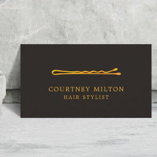 Svart Faux Guld Hair Stylist med minimal Elegant Visitkort