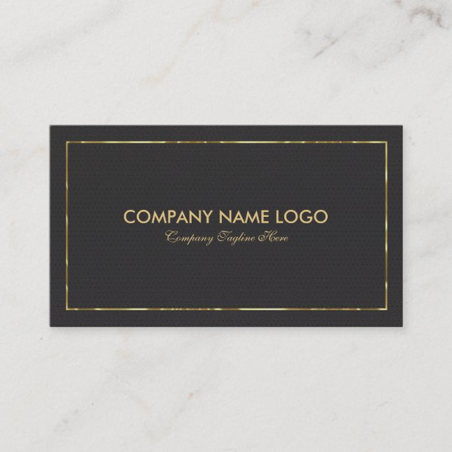 Svart faux-läder och Guld Gräns Visitkort (Framsida)