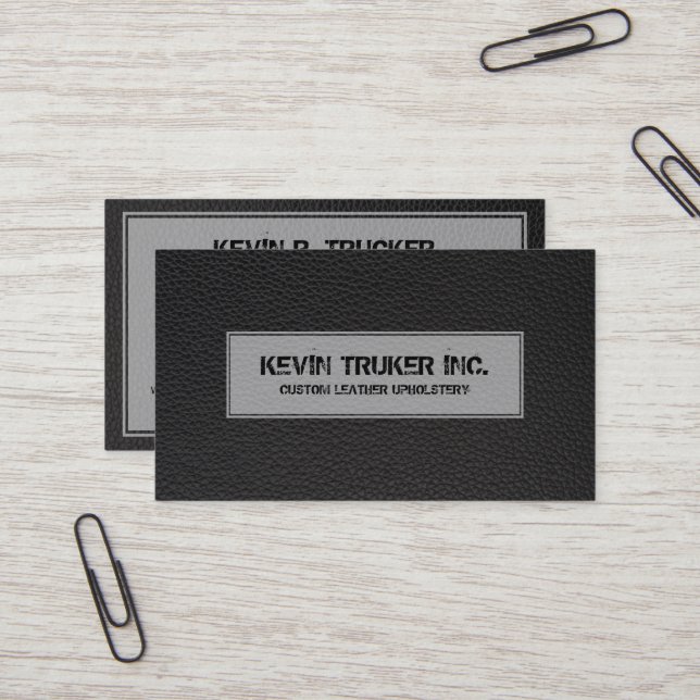 Svart faux läder struktur visitkort (Fram/Back In Situ)