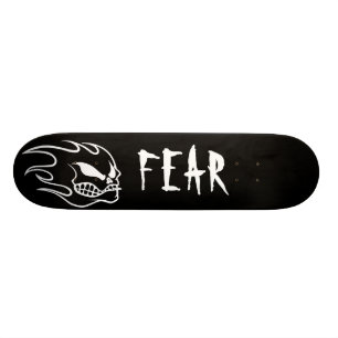 Svart Fear Skateboarddäck med Vitt Skateboard Bräda 19,5 Cm