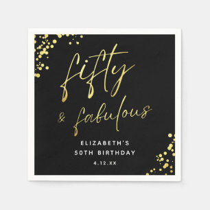 Svart femtio- och Fabulous-skript 50:e födelsedage Pappersservett