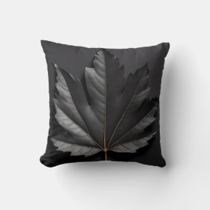 Svart fet Löv-design Kudde
