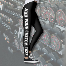 Svart Fet Personlig Anpassad Text Vertikal Leggings