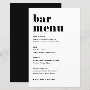 Svart fet retro-typografi Bröllop Pub-meny