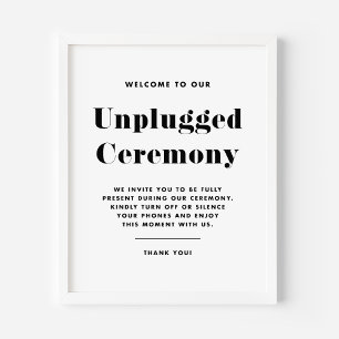 Svart fet Retro Typography Unplugged Ceremony Poster