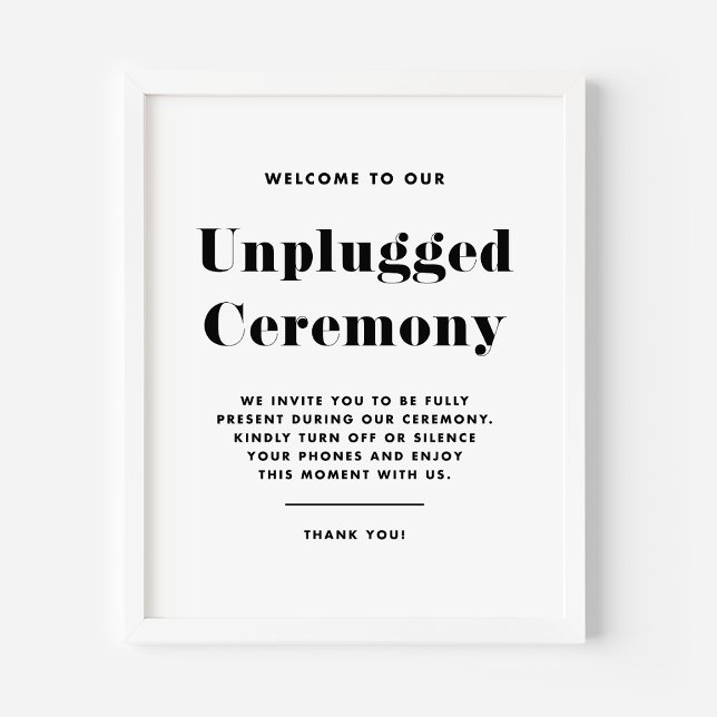 Svart fet Retro Typography Unplugged Ceremony Poster (Skapare uppladdad)